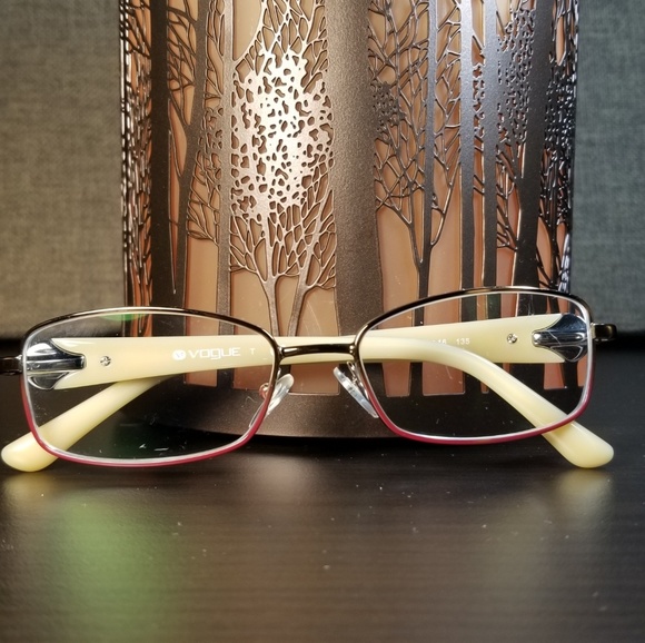 red metal eyeglass frames